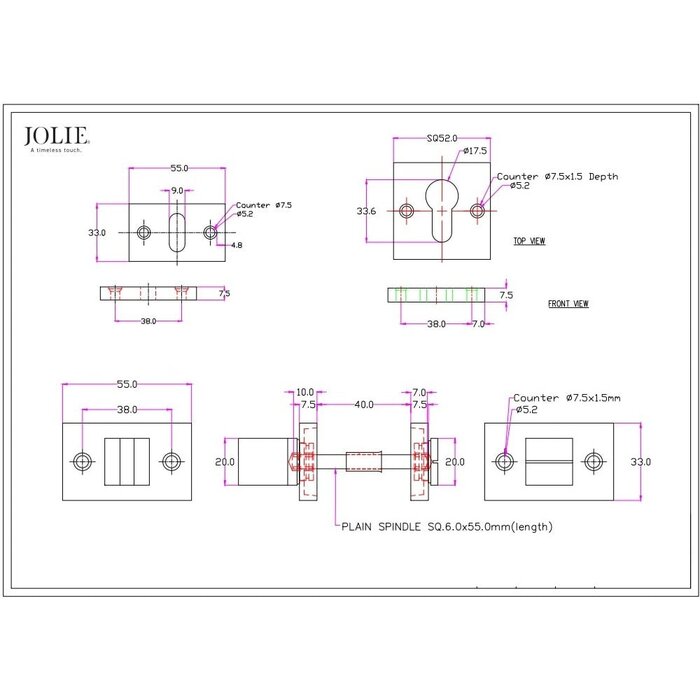 JOLIE Pair of JOLIE "EVOKE" door handles in antique black