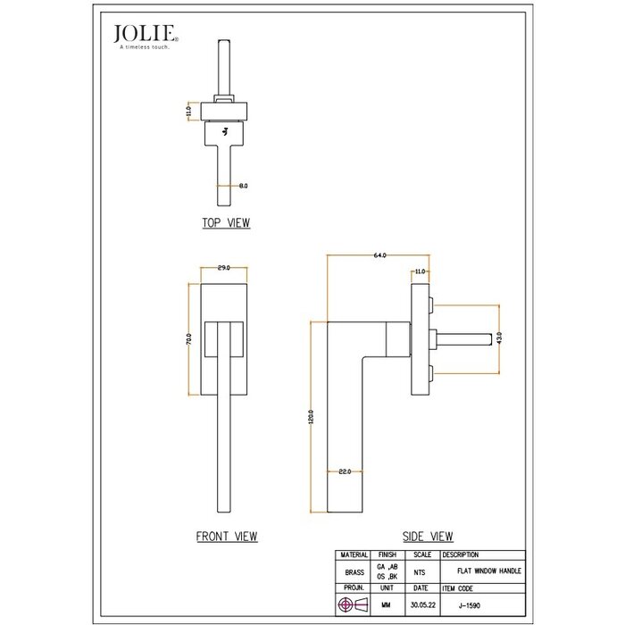 JOLIE Poignée de fenêtre JOLIE "EVOKE" Fenêtres oscillo-battantes - Noir antique