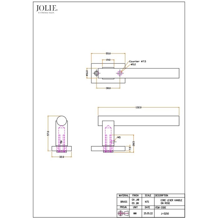 JOLIE Paar JOLIE Türgriffe „CORE“ in Antikgold