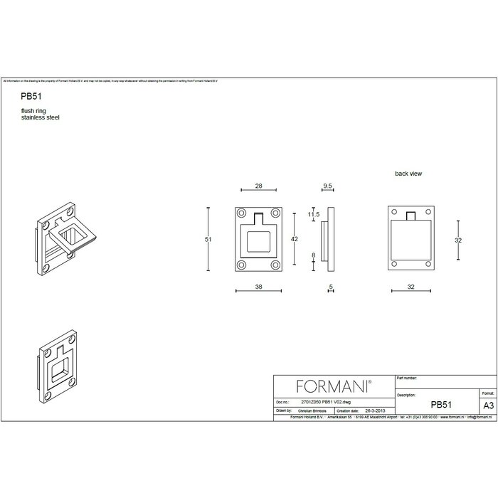 Formani Formani hatch ring Piet Boon ONE-PB51 rectangular - Bronze