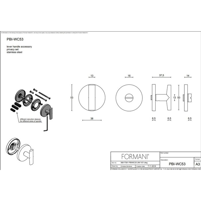 Formani Ensemble WC Piet Boon INC - PBIWC53 - 6,5 mm - Bronze clair PVD