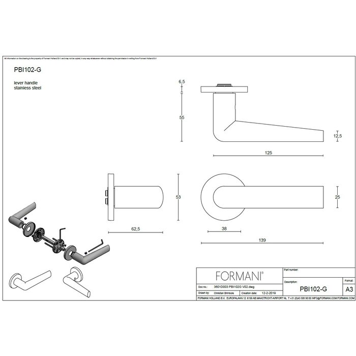 Formani Poignées de porte Formani Piet Boon INC PBI102-G rondes - PVD noir mat