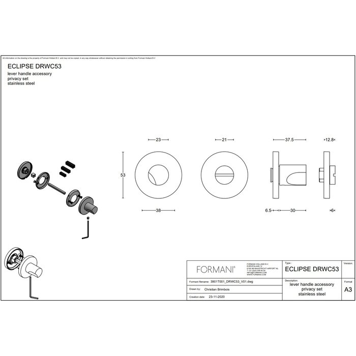 Formani Formani WC garnituur rond ECLIPSE - DRWC53 - Licht brons PVD