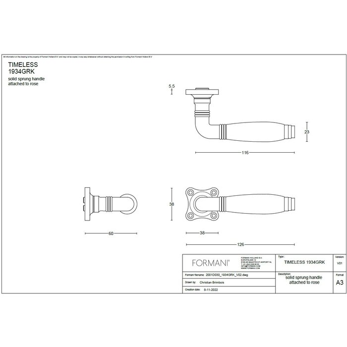 Formani Formani Türgriffe TIMELESS 1934GRK - Schwarzes Ebenholz/glänzendes Nickel
