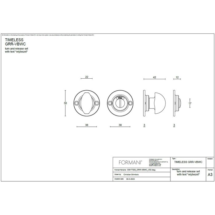 Formani Ensemble WC Formani TIMELESS - GRR-VBWC disponible/occupé - nickel mat