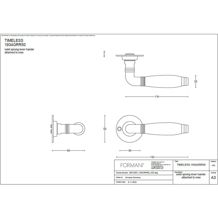 Formani Formani door handles TIMELESS 1934GRR50 - Black ebony/matt nickel