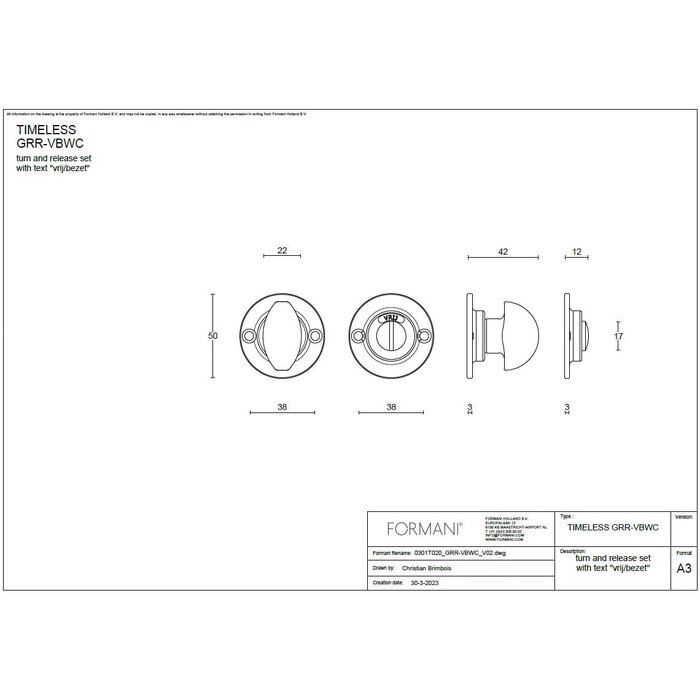 Formani Formani TIMELESS toilet set - GRR-VBWC available/occupied - Matt black
