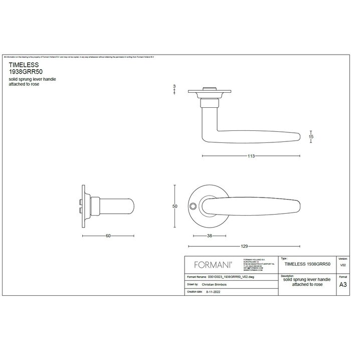 Formani Formani door handles TIMELESS 1938GRR50 - Matt black