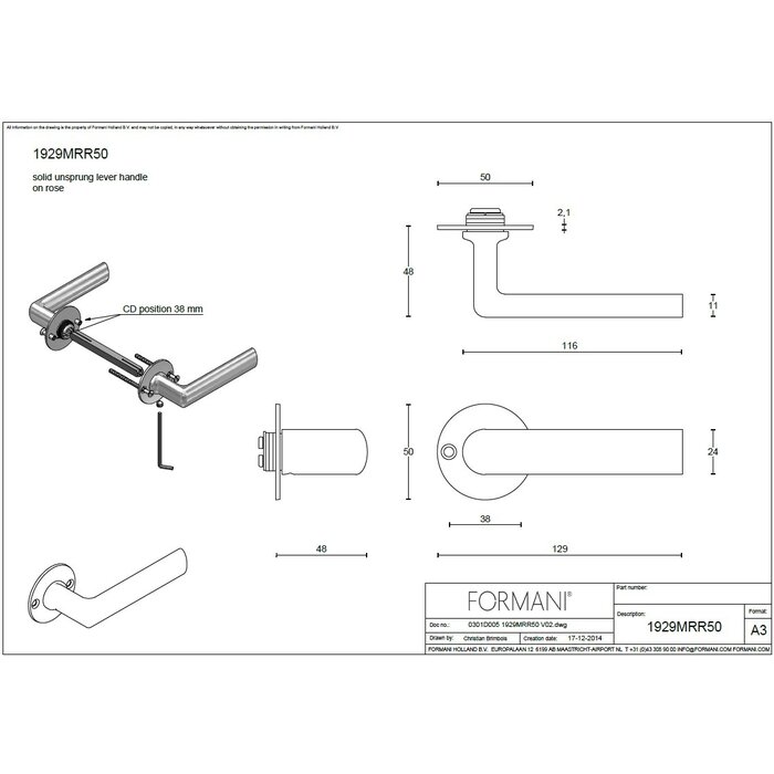 Formani Formani door handles TIMELESS 1929MRR50 spring-loaded - Matt nickel