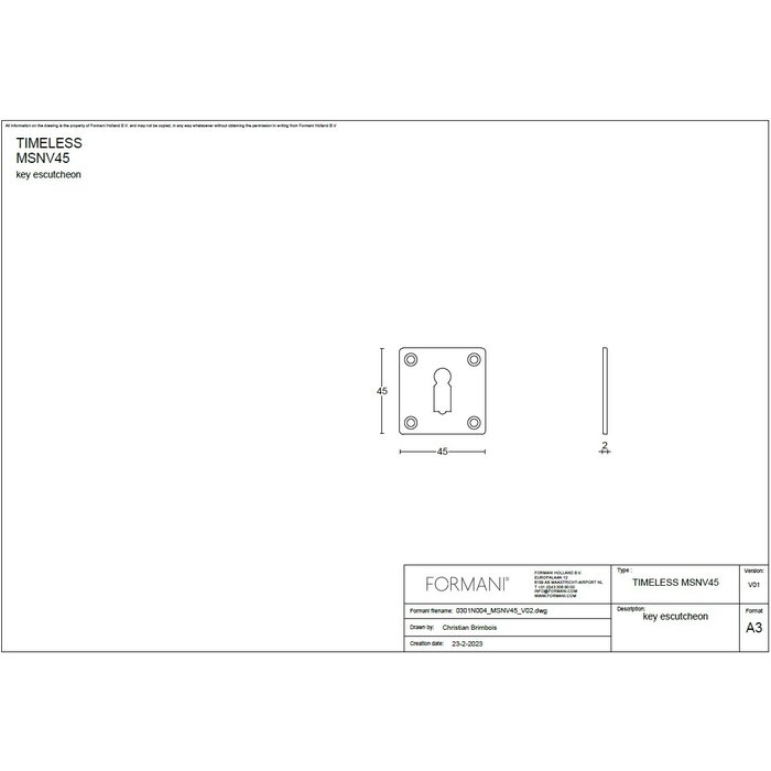 Formani 1 porte-clés TIMELESS MSNV45 - Nickel mat
