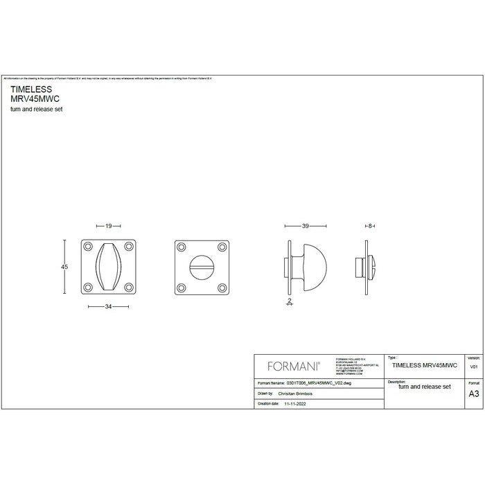 Formani Toilettengarnitur "TIMELESS" MRV45MWC - Nickel matt