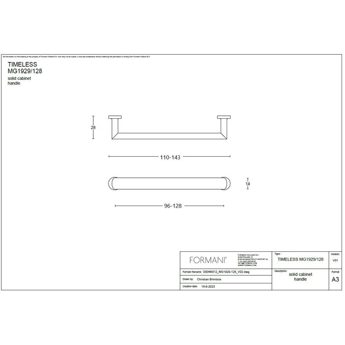 Formani Formani furniture handle TIMELESS 1929MG - Matt nickel