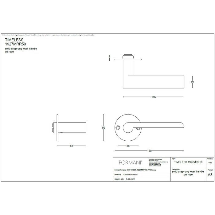 Formani Formani door handles TIMELESS 1927MRR50 - Matt nickel