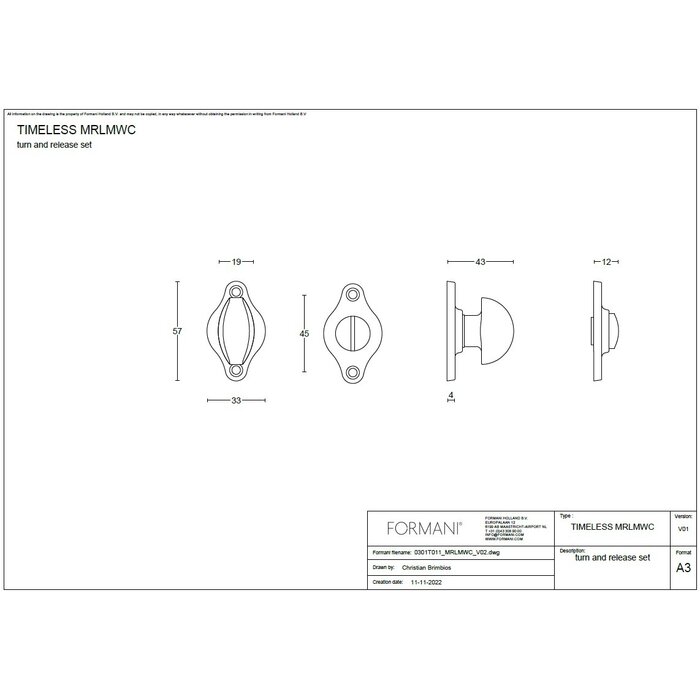 Formani Formani toilet set TIMELESS - MRLMWC - Brass unlacquered