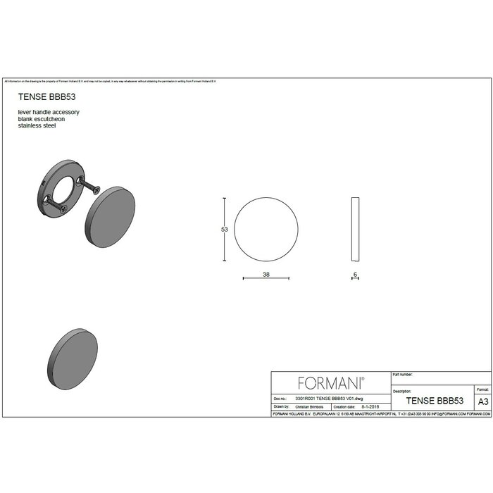Formani 1 Formani blind plaatje TENSE BBB53 - Brons