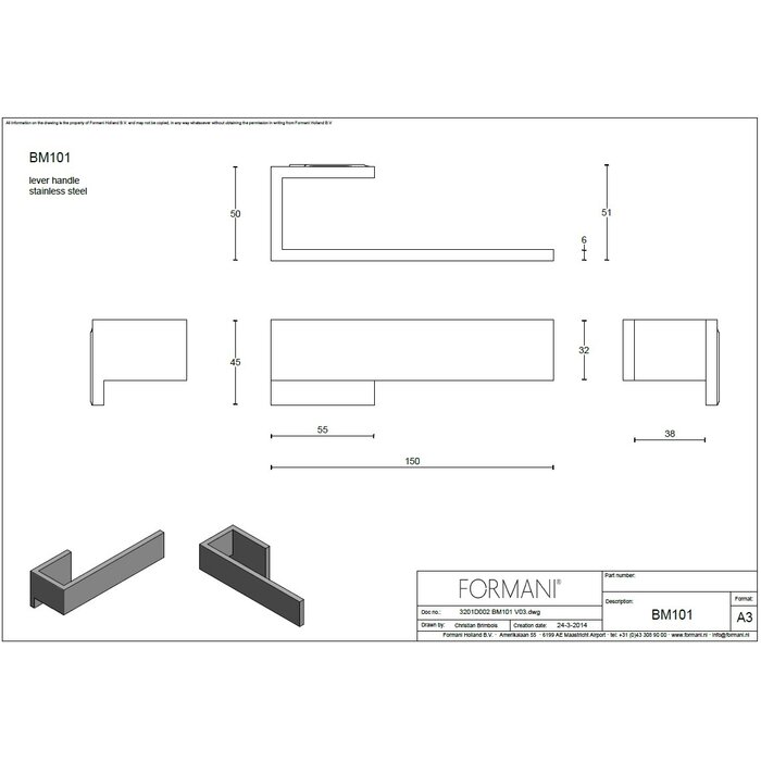 Formani Poignées de porte Formani RIBBON BM101 rosace dissimulée - noir mat