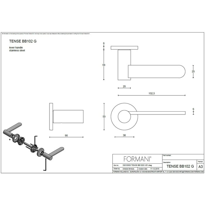 Formani Formani Türgriffe TENSE BB102-G - Edelstahl matt