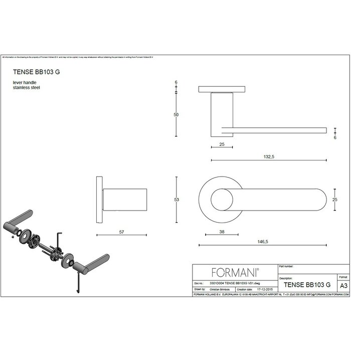 Formani Formani door handles TENSE BB103-G - Bronze