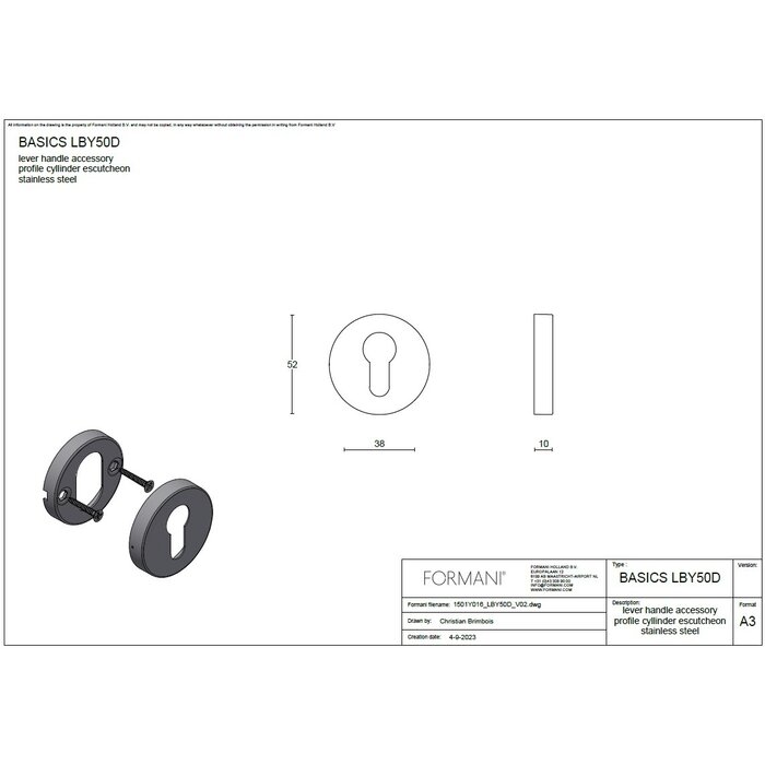 Formani Paar Basic LBY50D 10mm Zylinderplatten - Hellbronze PVD