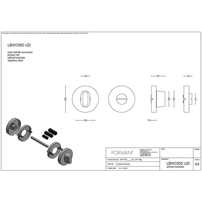 Formani Formani Toilet Set Basics LBWC50D/ZI - Light bronze PVD - without indicator