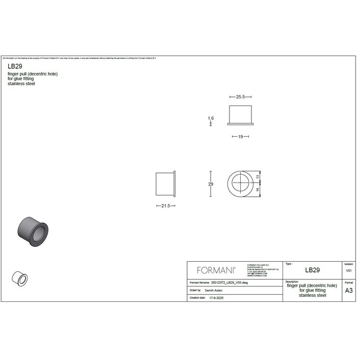 Formani Formani Fingertip TIMELESS LB29 Kopf - Mattschwarz