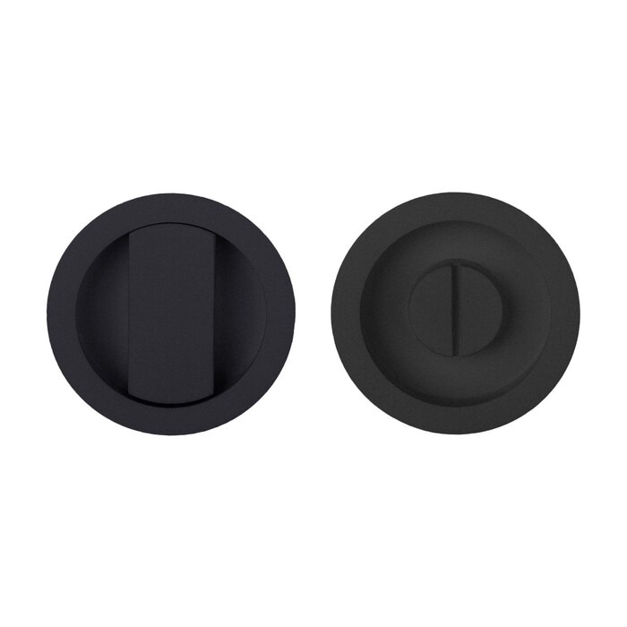 Formani Set of round Formani sliding door handles TIMELESS LB57S with WC lock - Matt black