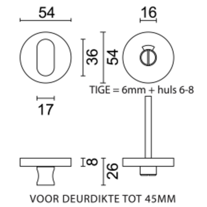 HDD WC-Set, mattbronze, rund, mit rot/weißer Anzeige