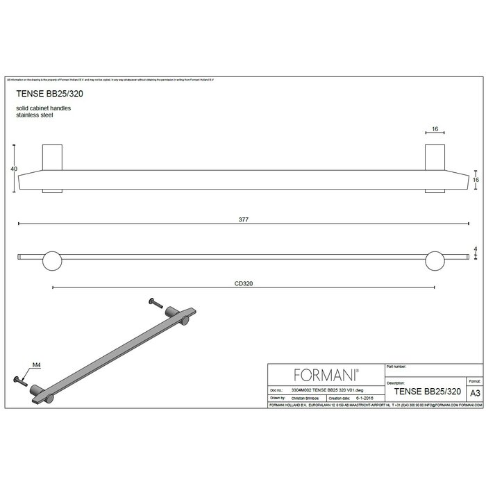 Formani Poignée de meuble Formani TENSE BB25 - Noir mat