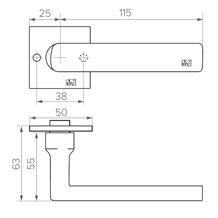 Dauby Pair of Dauby door handles PH1930/QU - Raw metal (RM)