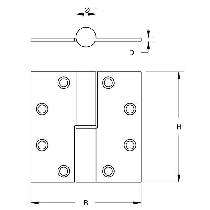 Dulimex Stainless steel hinge with straight corners 89x89 mm SKG*** DIN left (Belgian right) brushed stainless steel