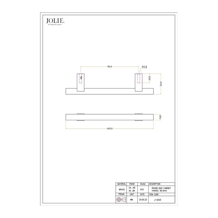 JOLIE JOLIE furniture handle U-CORE - aged silver
