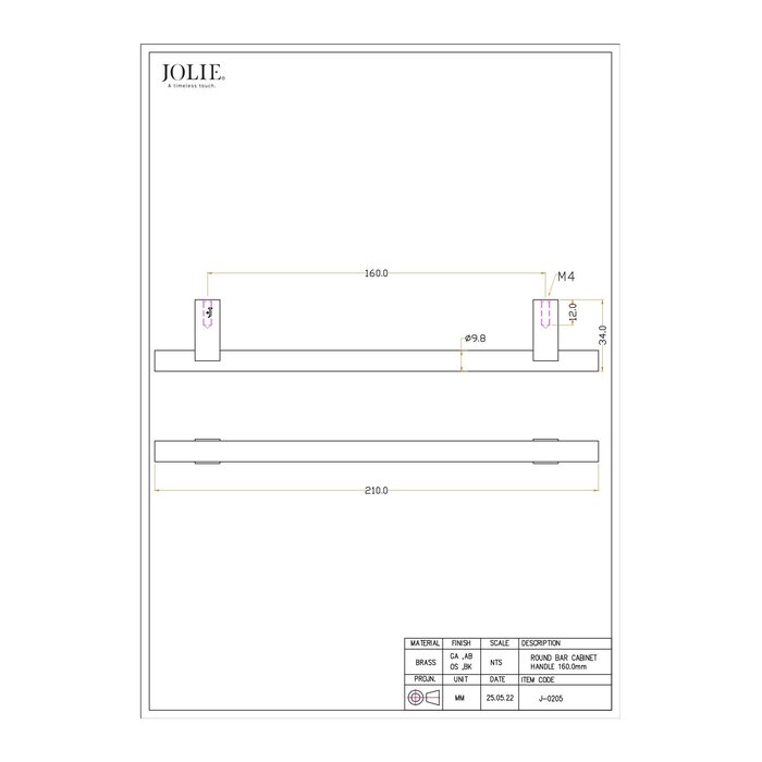 JOLIE JOLIE furniture handle U-CORE - aged silver
