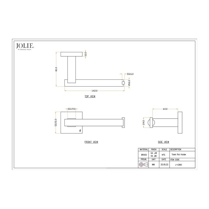 JOLIE JOLIE toiletrolhouder CORE - verouderd brons