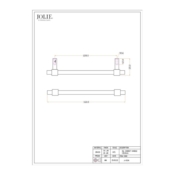 JOLIE Poignées de meubles JOLIE en forme de U - bronze vieilli