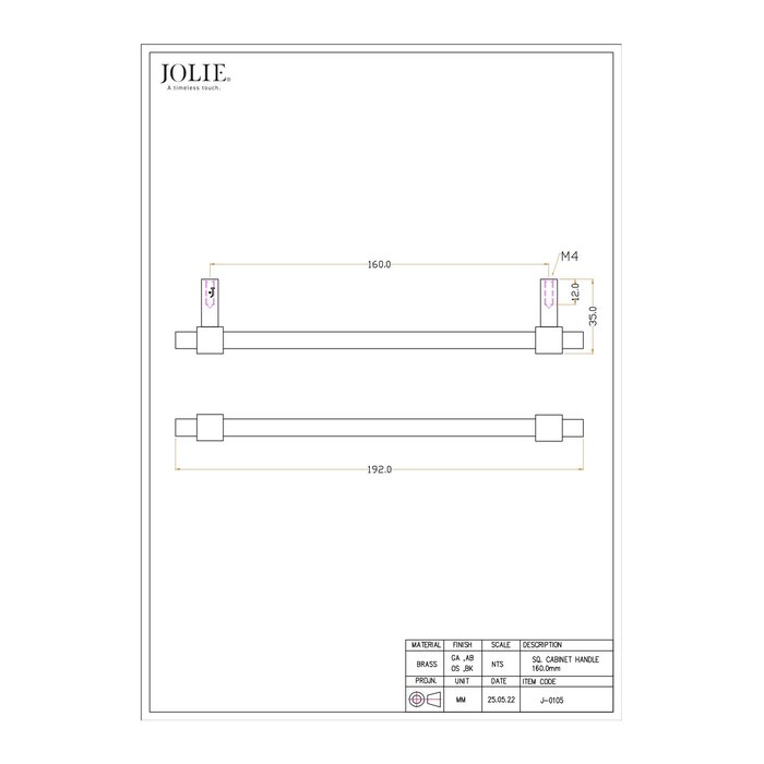 JOLIE JOLIE furniture handles U-CROSS - aged bronze
