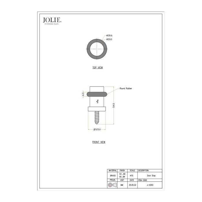 JOLIE JOLIE deurstopper CORE vloerbevestiging - verouderd zwart