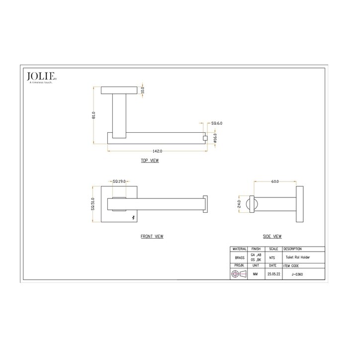 JOLIE JOLIE toilet roll holder CORE in Old black - aged black