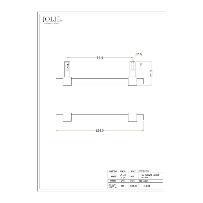 JOLIE JOLIE U-CROSS furniture handles - aged black