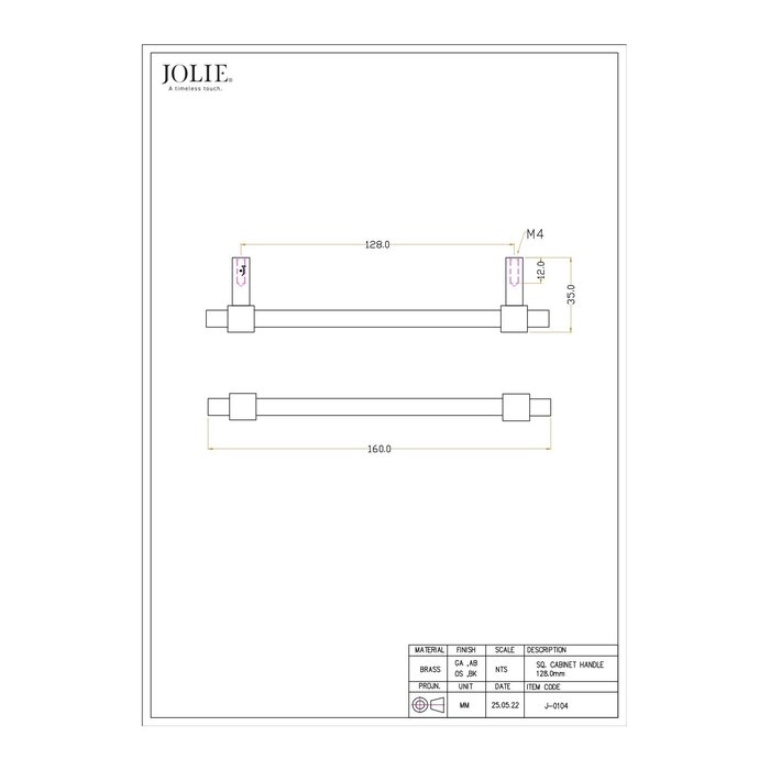 JOLIE JOLIE furniture handles U-CROSS - aged gold