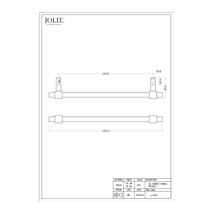 JOLIE JOLIE furniture handles U-CROSS - aged silver