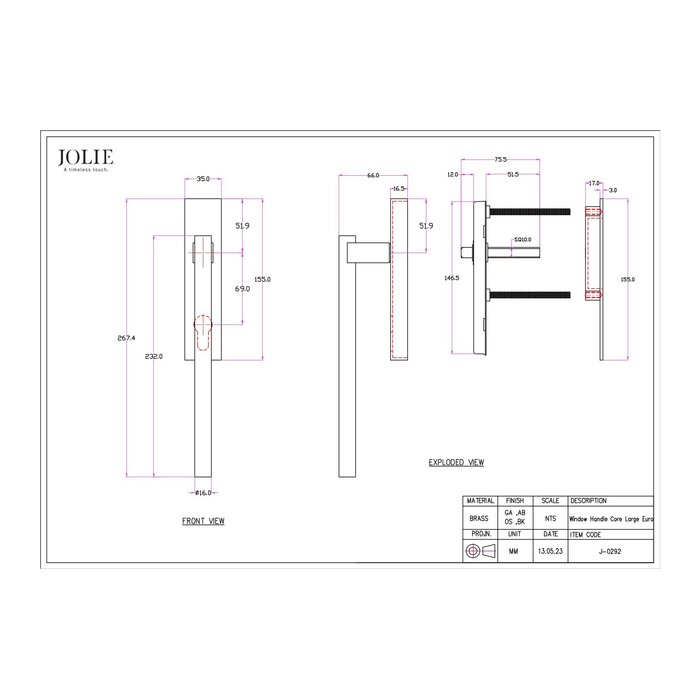 JOLIE JOLIE Hebe- und Schiebegriff/Schiebetürgriff CORE – Antikbronze