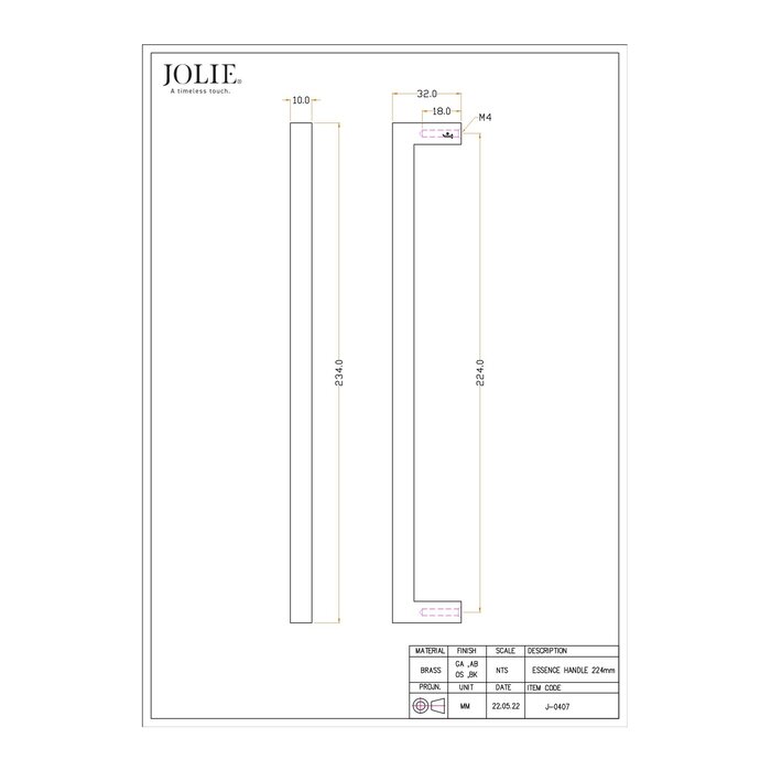 JOLIE JOLIE ESSENCE furniture handles - aged bronze