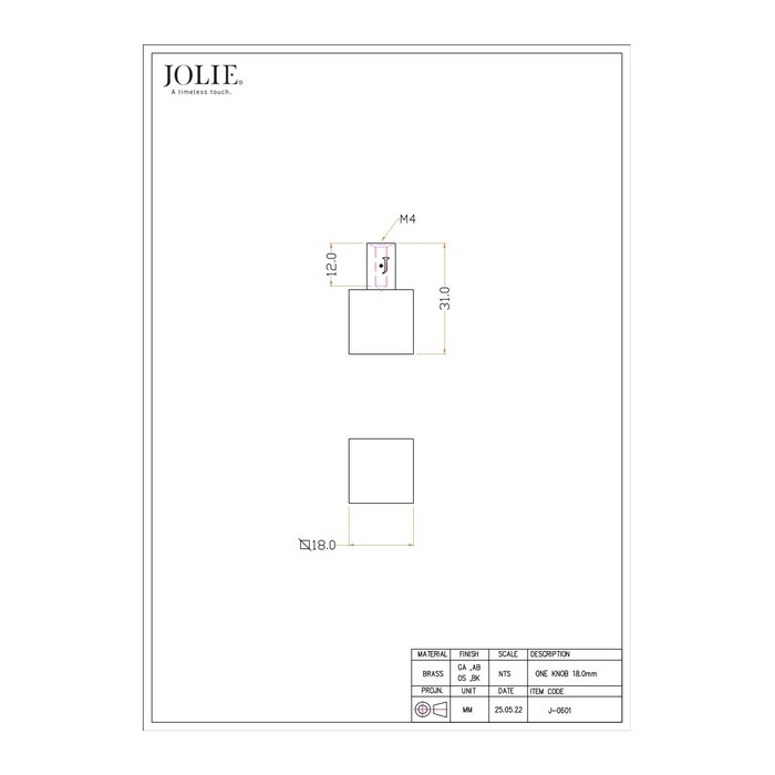 JOLIE JOLIE ONE furniture knobs - aged bronze