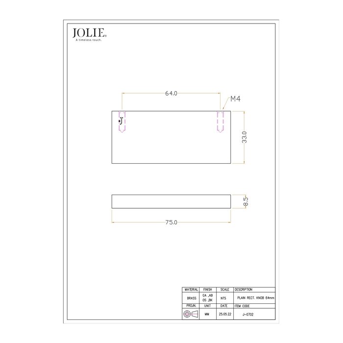 JOLIE JOLIE Möbelgriff (geschlossen) SYMM – Antikbronze