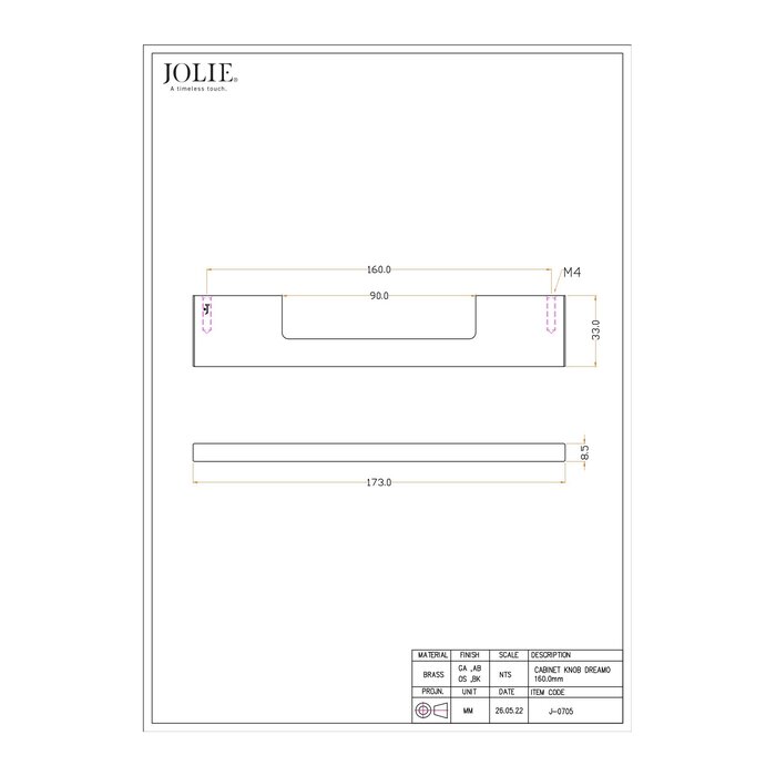 JOLIE JOLIE symmetrical furniture handles SYMM - aged bronze