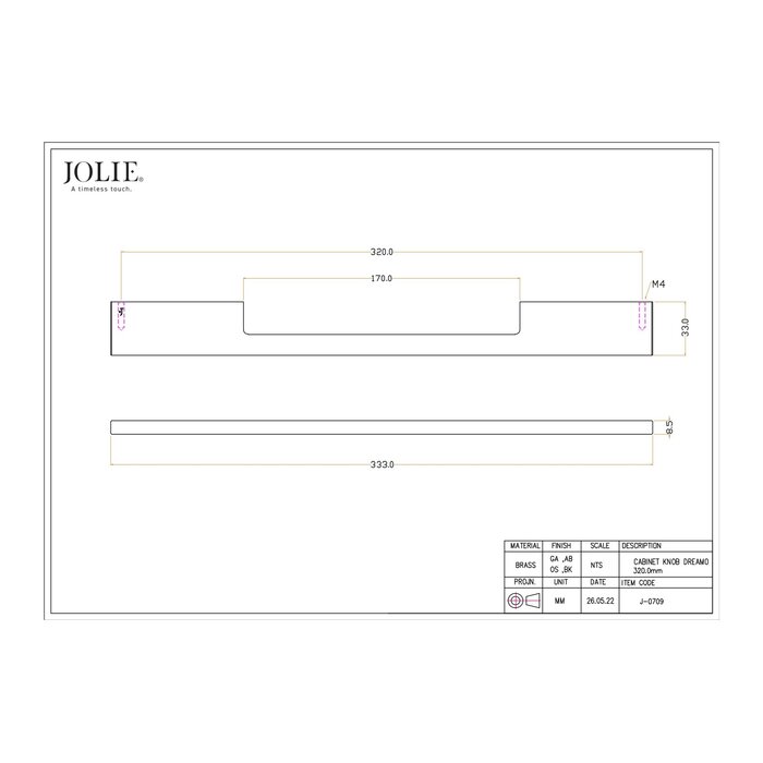 JOLIE Poignées de meubles symétriques JOLIE SYMM - bronze vieilli