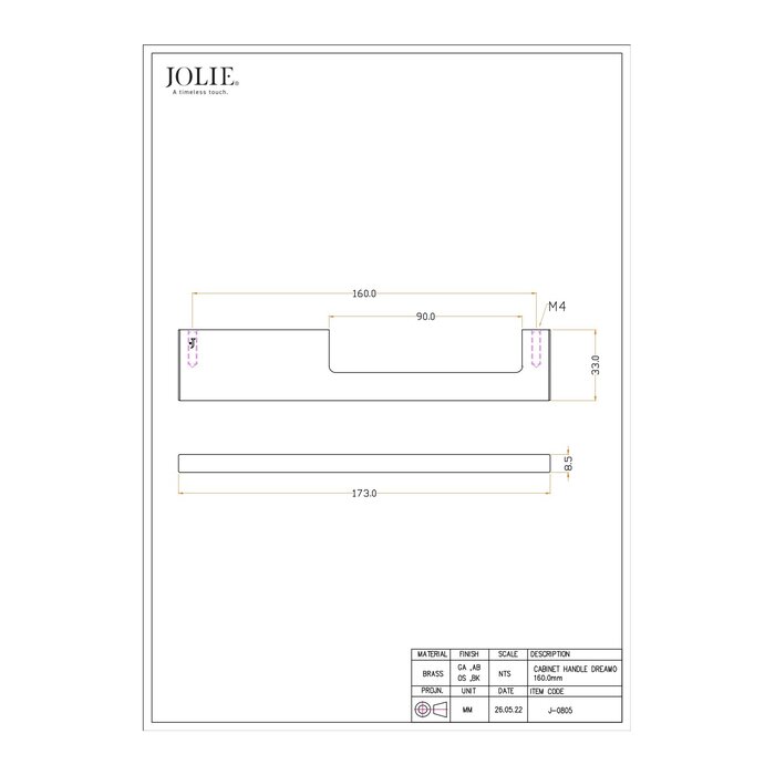 JOLIE JOLIE asymmetric furniture handles A-SYMM - aged bronze
