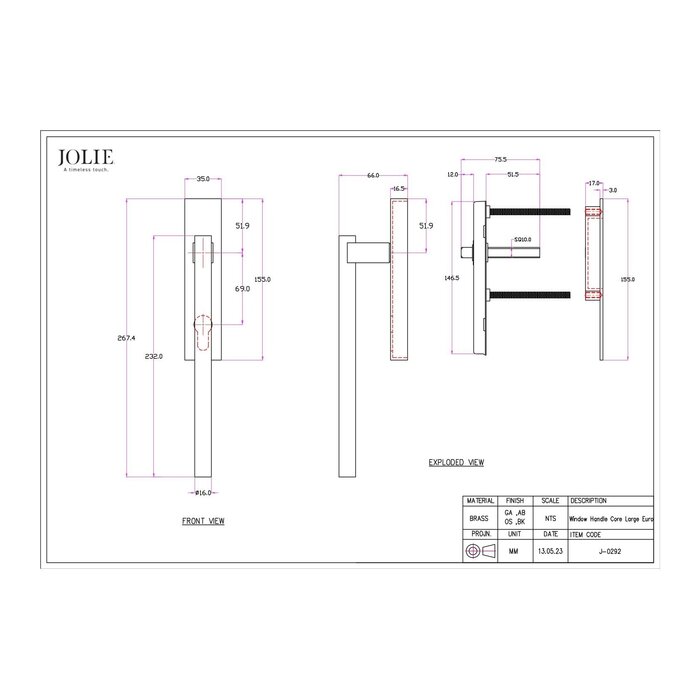 JOLIE JOLIE Hebe- und Schiebegriff/Schiebetürgriff CORE – Antiksilber