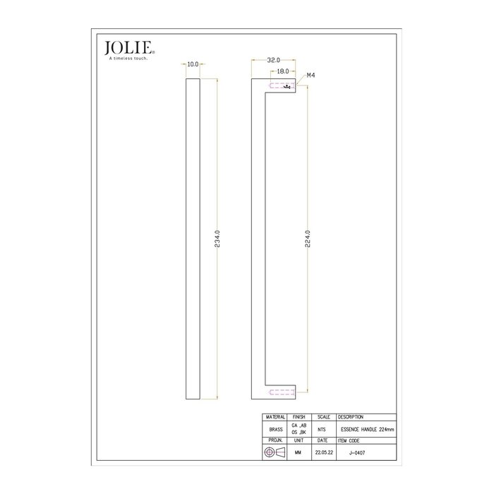 JOLIE JOLIE meubelgrepen ESSENCE - verouderd zwart