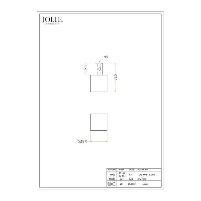 JOLIE JOLIE meubelknopen  ONE - verouderd goud